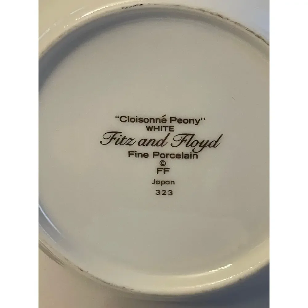 Cloisonne Peony White by FITZ & FLOYD Cup & Saucer